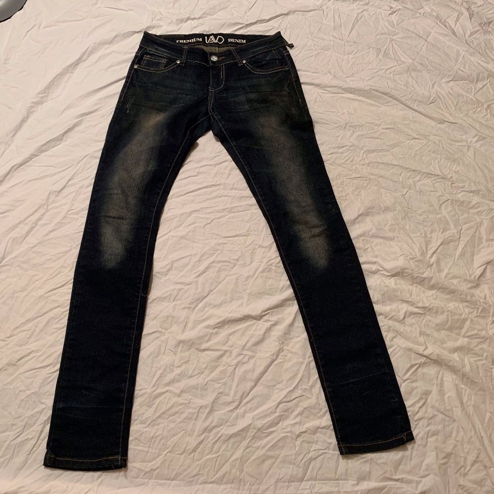 womens LAVD skinny jeans‎ sz 1 / 2 dark wash